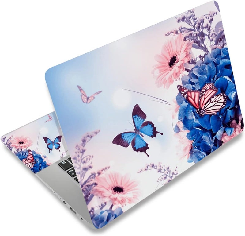 AIMSA Laptop Skin Sticker Decal, 12 13 13.3 14 15 15.4 15.6 inch Laptop Art Decal Protector Notebook Netbook PC 15.6" Universal Vinyl Cover, Butterfly Flower - Image 1